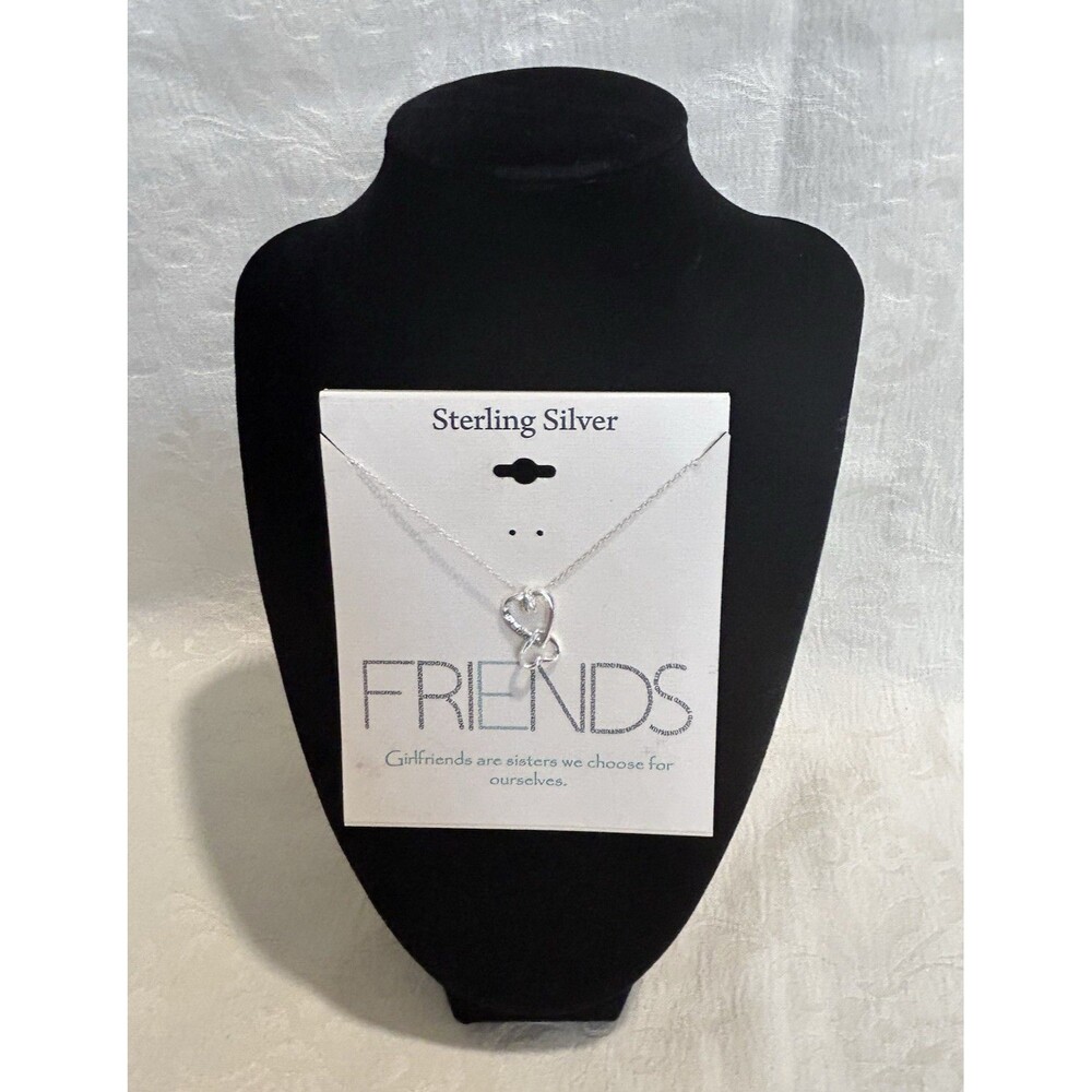 925 Sterling Silver Engraved "Friends" Heart Charm Pendant Necklace 18in